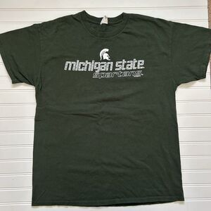 Michigan State Spartans T Shirt Gildan Large 100% Heavy Cotton Green NCAA